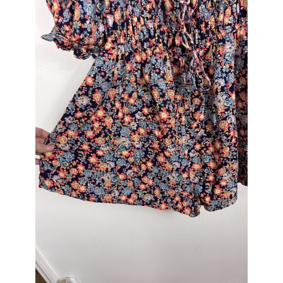 Free People Show Me Love Linen Blend Romper Size XL Off The Shoulder Floral - Picture 5 of 11